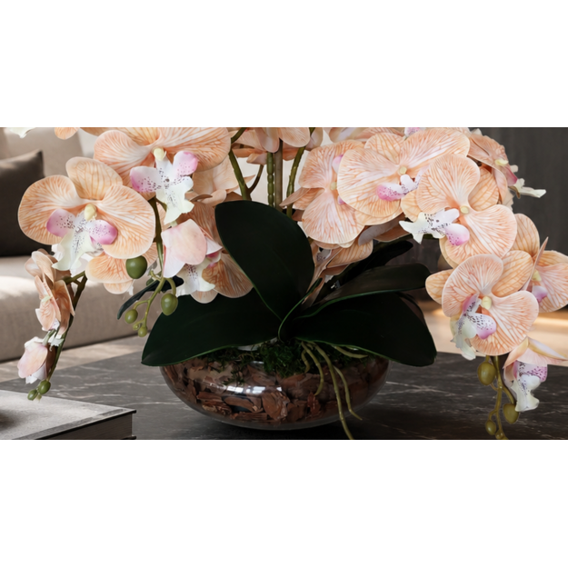 Dirbtinių orchidėjų kompozicija Persikinė Orchidėjų Harmonija