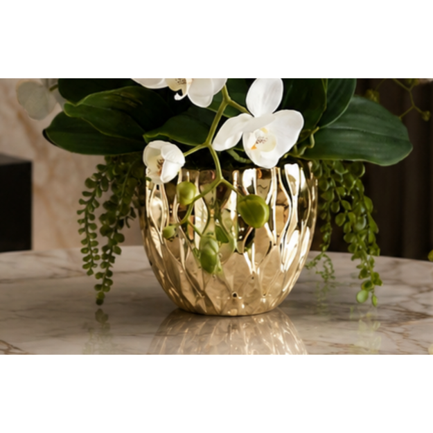 Elegancija – dirbtinių šilkinių orchidėjų kompozicija vazoje