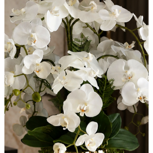 Elegancija – dirbtinių šilkinių orchidėjų kompozicija vazoje